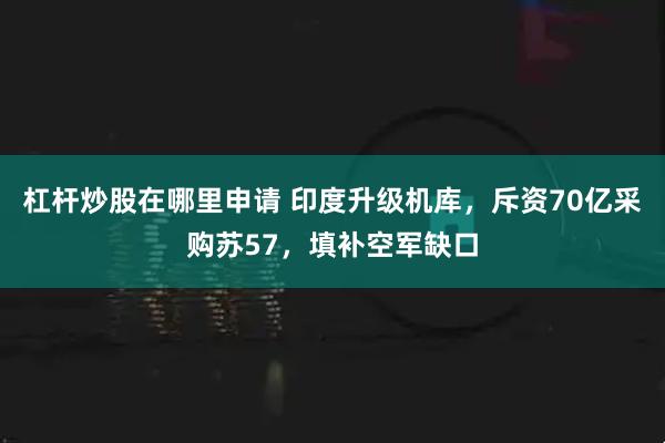 杠杆炒股在哪里申请 印度升级机库，斥资70亿采购苏57，填补空军缺口